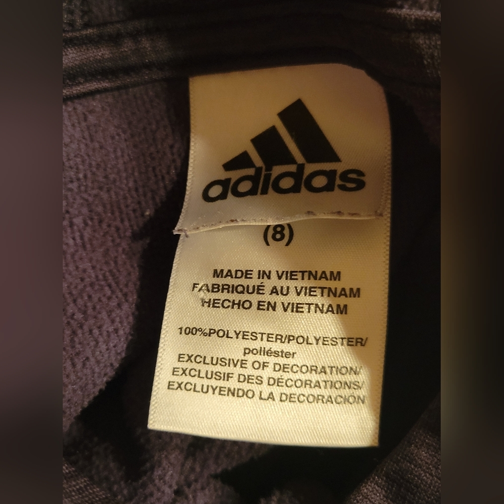 Boys Adidas Black and White Hoodie.  Boys Size 8 - Picture 6 of 8